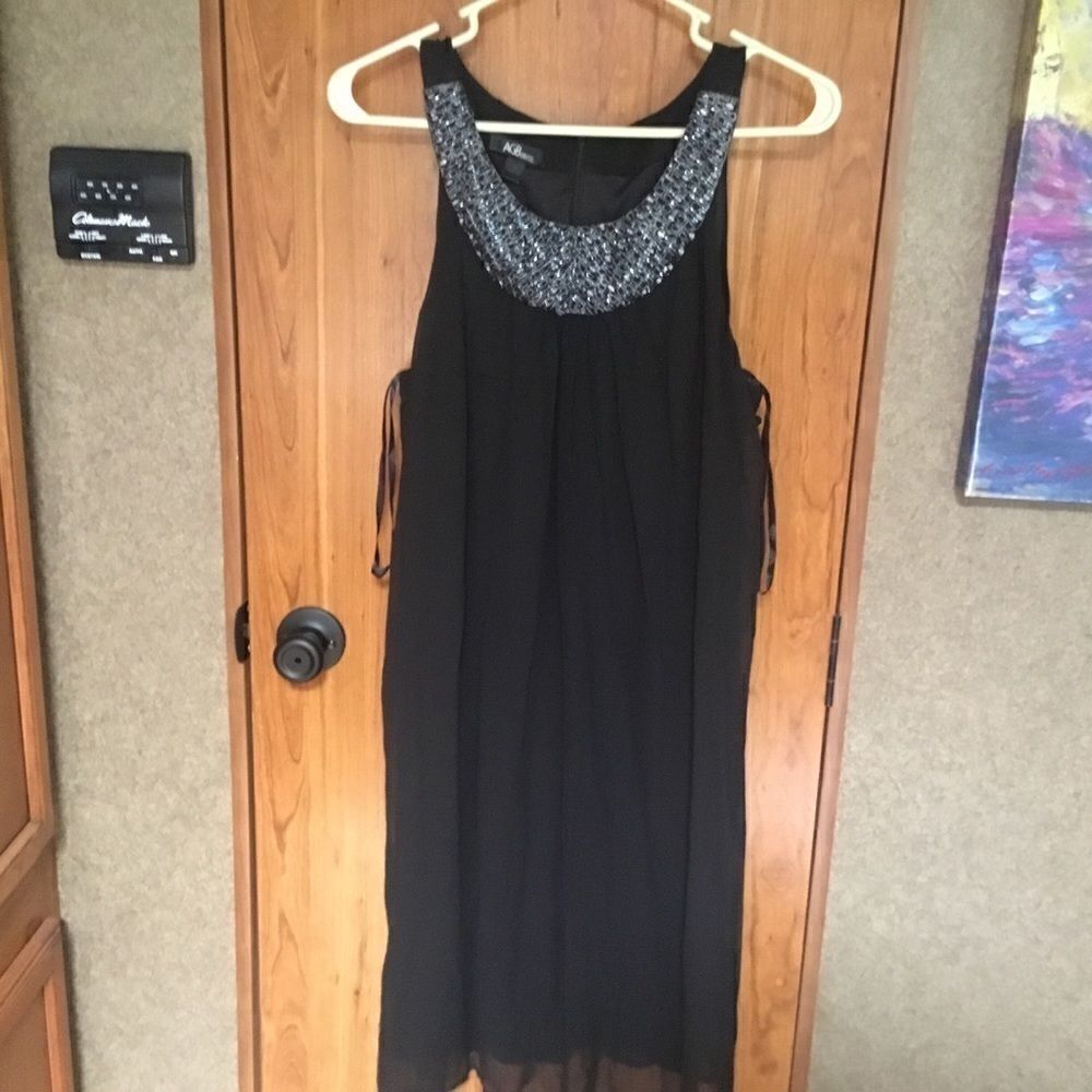 AGB Dress Brand Beaded Front Collar LBD Sz. 14